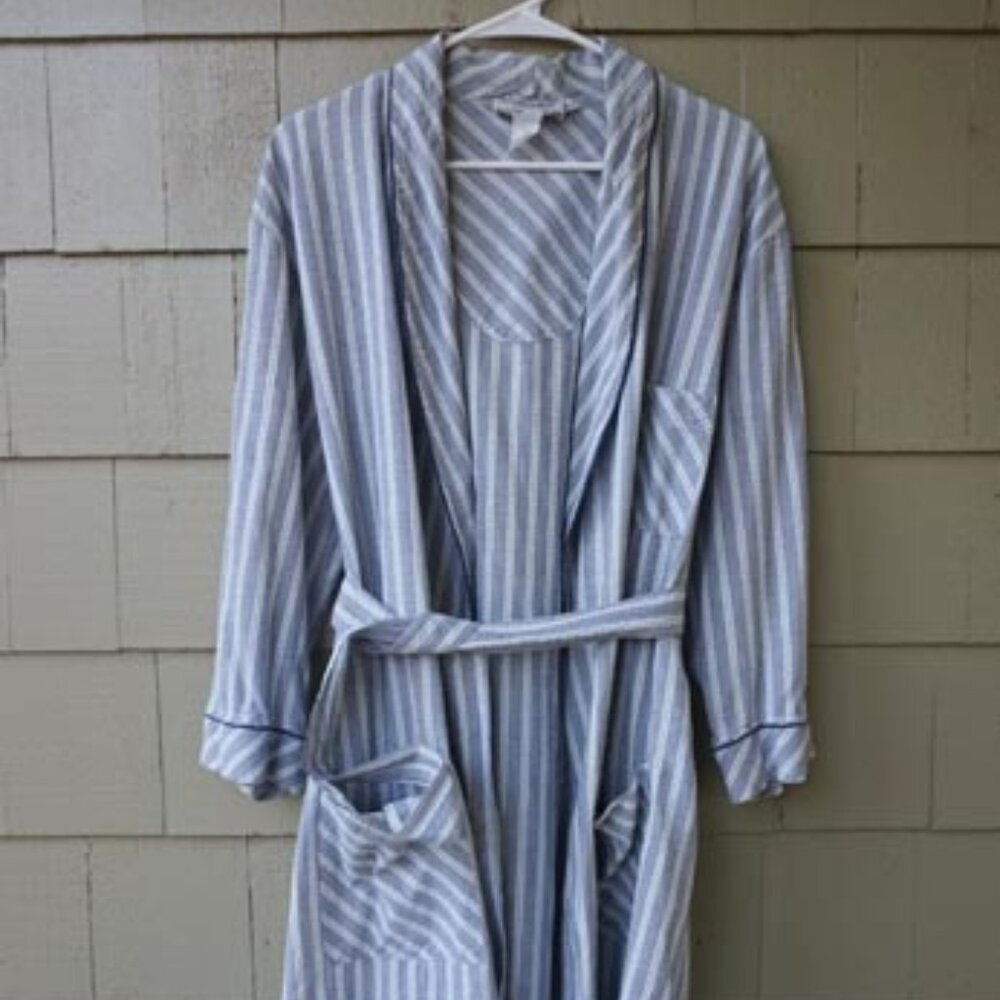 Vermont Country Store Signature Seersucker Robe Wrap Style Size L